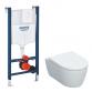 Geberit iCon rimless mat hvid v�gh�ngt toilet inkl. s�de m/SoftClose, Grohe cisterne og betjening i hvid