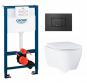 Grohe Essence Rimless toiletpakke inkl. s�de m/soft-close, mellem cisterne og mat sort betjening