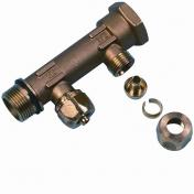 Uponor fordelerr&oslash;r i 3/4" med 2 afgange i 15mm