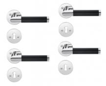 Beslagsboden indendørs dørgreb inkl nøgleskilt - Krom/sort - Sæt á 4 stk