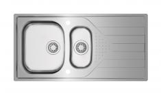 Intra UNI150D køkkenvask m/afløbsbakke og skylleskål - Nedfældning