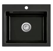 Lavabo Mera 57 k�kkenvask i porcel�n - Mat sort/krom afl�b