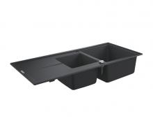 Grohe K400 80-C dobbelt k�kkenvask m/afl�bsbakke - Sort granit