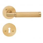 Beslagsboden Design indend�rs d�rh�ndtag m/crystal cut - B�rstet messing PVD