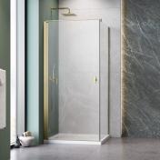 Str�mberg Noma 135 fast brusev�g m/svingd�r til venstre - 80 x 80 - Klar glas/b�rstet messing