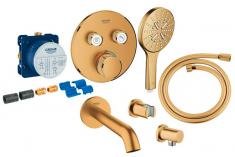Grohe komplet indbygningspakke til badekar inkl/termostat og SmartActive - Børstet Cool Sunrise