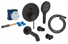 Grohe komplet indbygningspakke til badekar m/SmartActive håndbruser - Mat sort