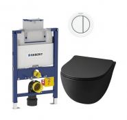 Lavabo File 2.0 RIMless Mat sort toiletpakke inkl. s�de m/soft-close, lav cisterne og hvid betjening