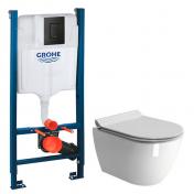 GSI Pura kompakt RIMless toiletpakke inkl. s�de m/softclose, cisterne og mat sort betjening