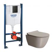 GSI Pura Tortora 50 toiletpakke inkl. s�de m. softclose, cisterne og mat sort betjening