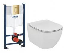 Ideal Standard Tesi RIMless+ toiletpakke inkl. s�de m/softclose, cisterne og messing betjening