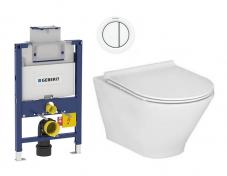 Laufen Roca Gap round RIMless toiletpakke inkl. s�de m/soft-close, lav cisterne og hvid betjening