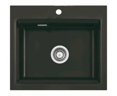 Lavabo Kara 57 keramik k&oslash;kkenvask - Mat sort m/krom afl&oslash;b