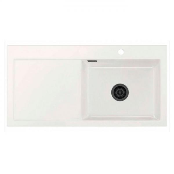 Lavabo Mera 100 SL porcelænskøkkenvask - Vask til højre/sort afløb Lavabo Mera 100 SL porcelænskøkkenvask - Vask til højre/sort afløb