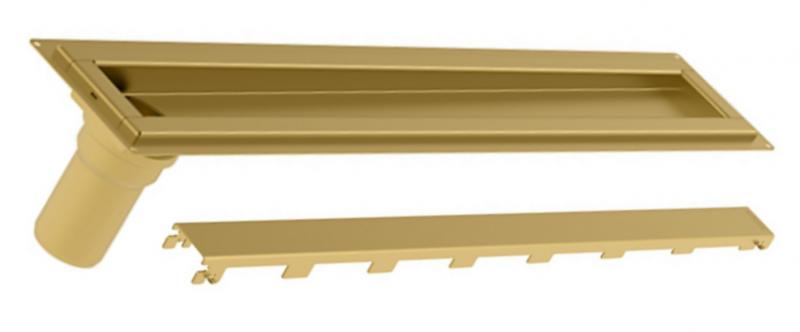 Blucher Waterline 700 mm afløb m/Copenhagen Line rist - Børstet messing Blucher Waterline 700 mm afløb m/Copenhagen Line rist - Børstet messing