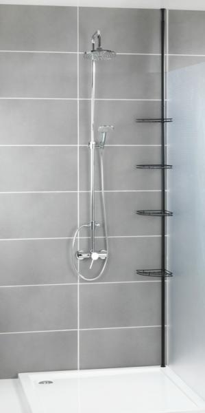 Wenko Prea teleskopisk hj&oslash;rnehylde til bad - Mat sort - Skruefri