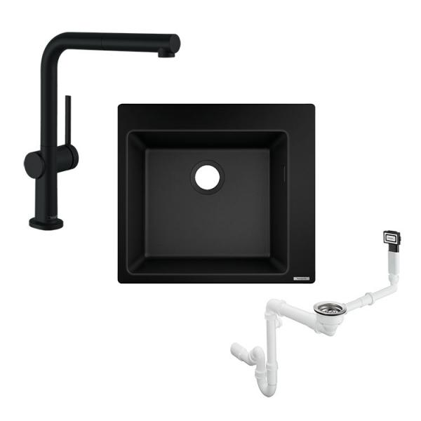 hansgrohe S51-F450 k&oslash;kkenvask i komposit m/Talis M54 k&oslash;kkenvandhane i mat sort