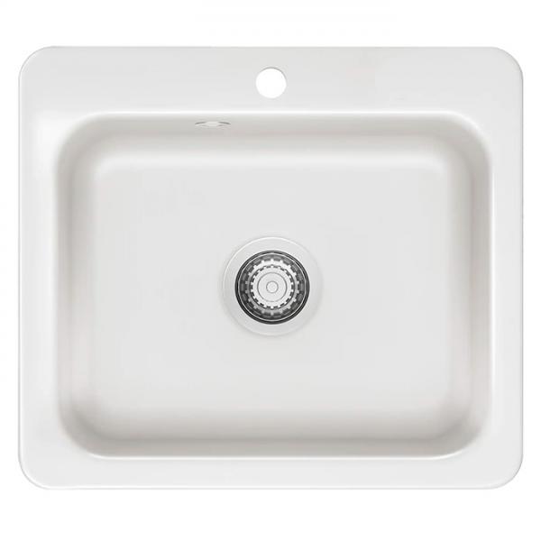 Lavabo Juna 57 k&oslash;kkenvask i keramik - Hvid/krom