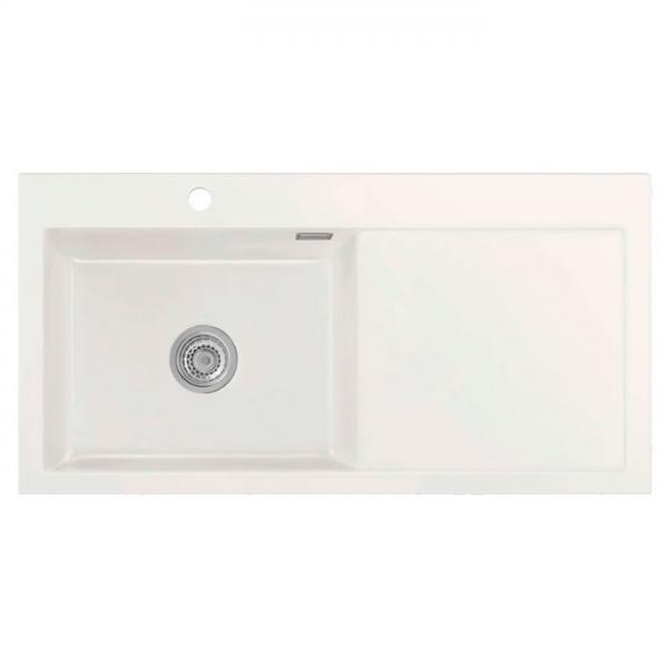 Lavabo Mera 100 SL porcelænskøkkenvask - Vask til venstre/krom afløb Lavabo Mera 100 SL porcelænskøkkenvask - Vask til venstre/krom afløb