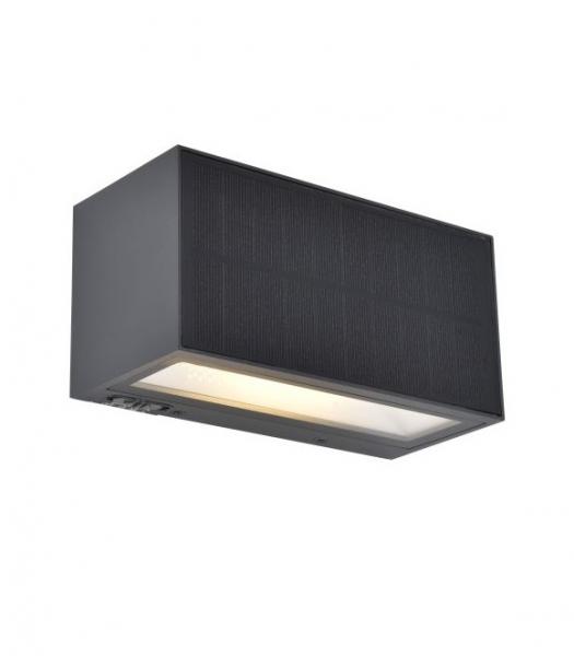 Lutec Solar Inka hybrid udend&oslash;rslampe til v&aelig;g m/solceller - M&oslash;rkegr&aring;