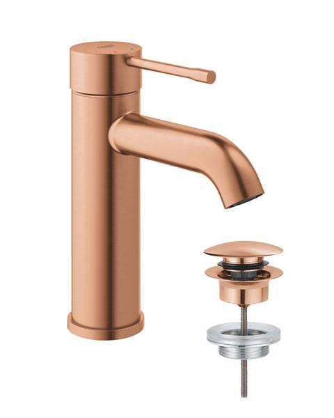 Grohe Essence New h&aring;ndvaskarmatur m/push-open bundventil - B&oslash;rstet Warm Sunset