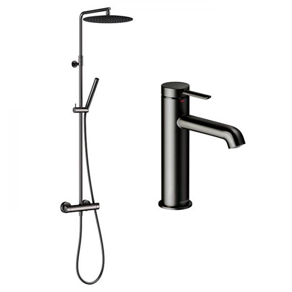 Damixa Iris komplet pakke til badev&aelig;relse - B&oslash;rstet grafitgr&aring;