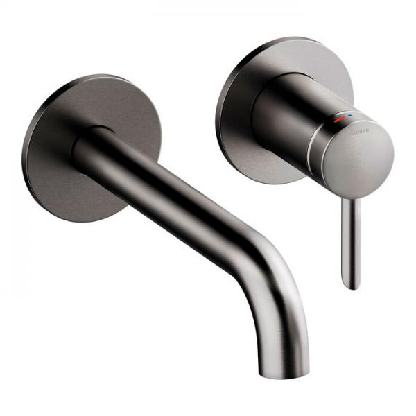 Damixa Iris h&aring;ndvaskarmatur til indbygning m/Koldstart - 180 mm - B&oslash;rstet grafitgr&aring;