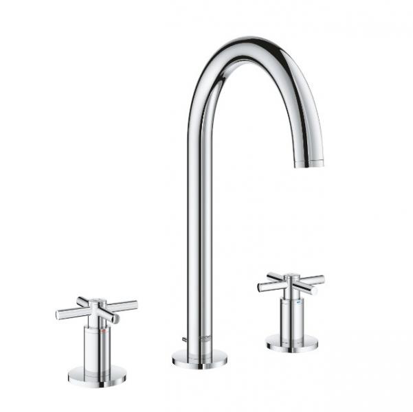 Grohe Atrio 3-huls h&aring;ndvaskarmatur m/svingtud og bundventil - Krom