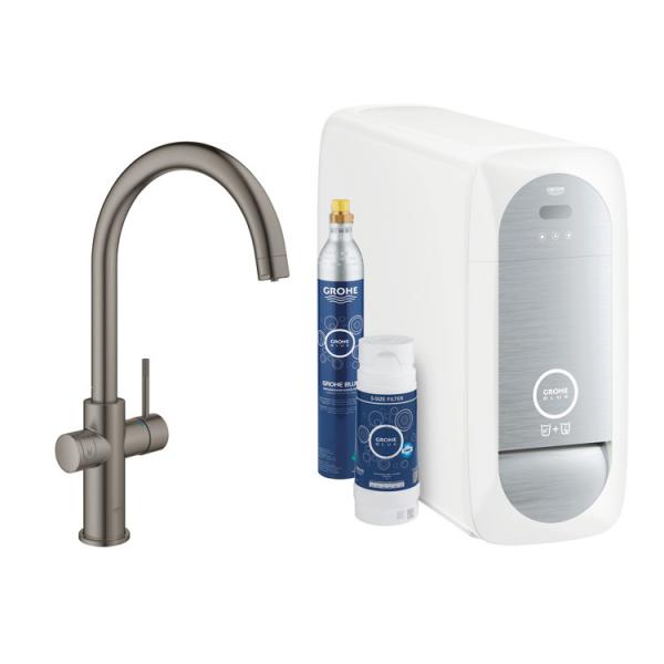 Grohe Blue Home k&oslash;kkenbatteri m/C-tud - B&oslash;rstet hard graphite