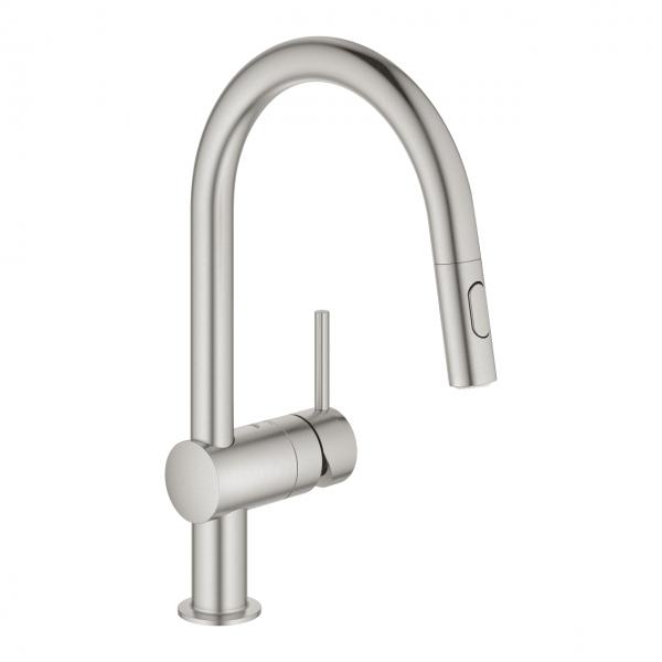 Grohe NEW Minta køkkenbatteri m/udtræk og Dual spray - Supersteel Grohe NEW Minta køkkenbatteri m/udtræk og Dual spray - Supersteel