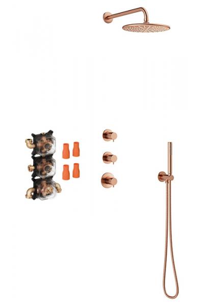 Damixa Silhouet XS 1 komplet brusesystem til indbygning - B&oslash;rstet kobber