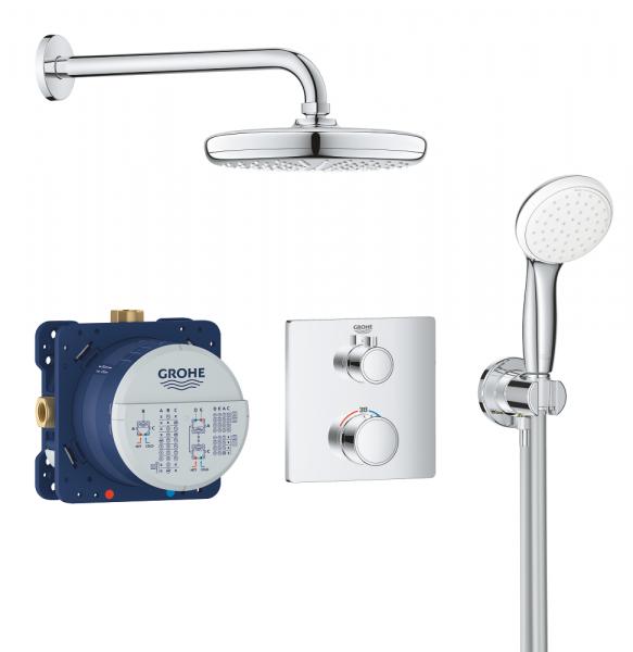 Grohe NEW Tempesta 210 komplet brusesystem til indbygning - firkantet Grohe NEW Tempesta 210 komplet brusesystem til indbygning - firkantet
