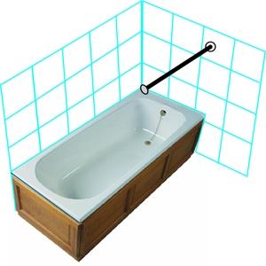 Van Der P Frithængende Forhængstang 100cm komplet m/flange - Rustfri stål Van Der P Frithængende Forhængstang 100cm komplet m/flange - Rustfri stål