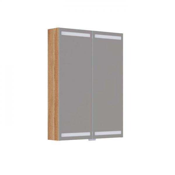 Dansani Level spejlskab 60 m/lys, lysstyring og tr&aelig;bakker - Varm eg