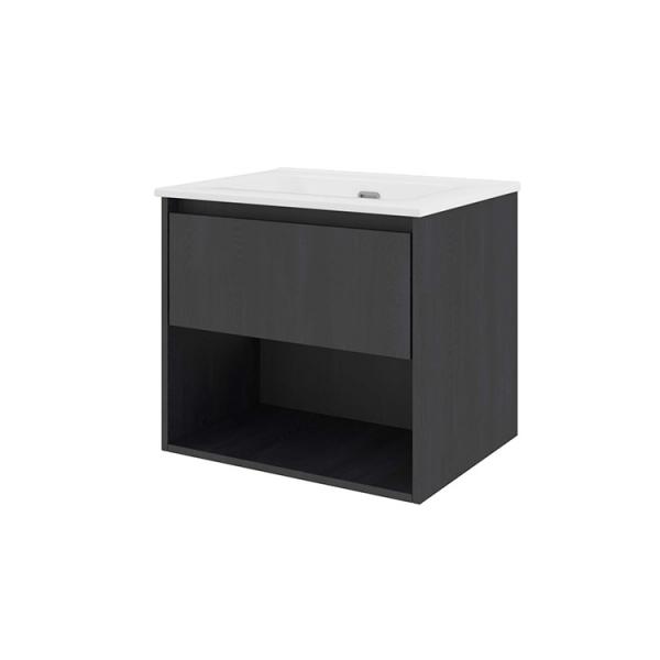 Sanibell Proline 60 m&oslash;bels&aelig;t m/1 skuffe og hylde - Uden hanehul - Sort eg