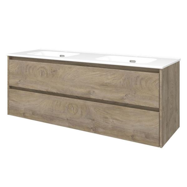 Sanibell Proline 140 møbelsæt m/2 skuffer og dobbeltvask - Rå eg Sanibell Proline 140 møbelsæt m/2 skuffer og dobbeltvask - Rå eg