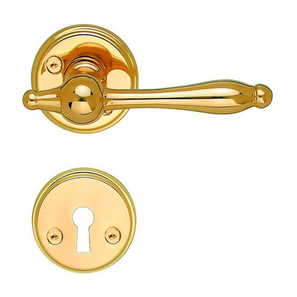 Beslagsboden vintage indend&oslash;rs d&oslash;rh&aring;ndtag inkl. n&oslash;gleskilt - Messing PVD