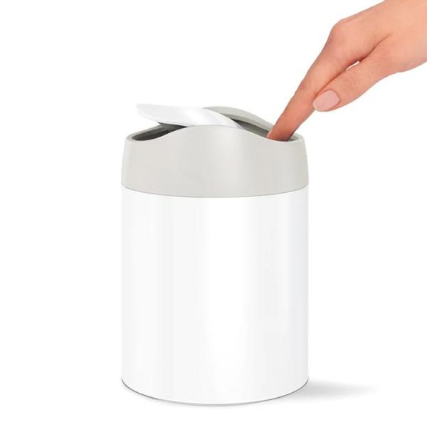 Simplehuman mini affaldsspand m/vippel&aring;g - Hvid