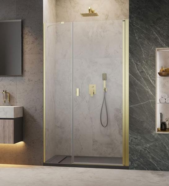 Strømberg Noma 45 svingdør m/sidepanel 1000mm - Højre - Børstet messing Strømberg Noma 45 svingdør m/sidepanel 1000mm - Højre - Børstet messing