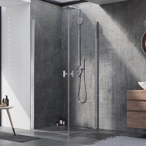 Str&oslash;mberg Noma 120 bruseniche - 80x80 cm - Klar glas/krom