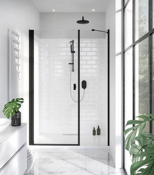 Str&oslash;mberg Noma 45 svingd&oslash;r m/sidepanel 1000mm - Venstre - Mat sort