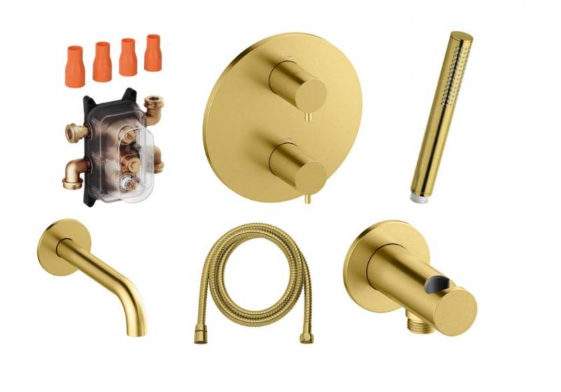 Damixa Silhouet komplet indbygningspakke til badekar � B&oslash;rstet messing