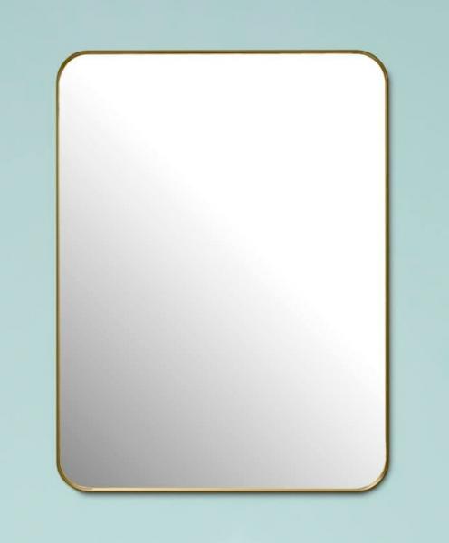 Cass&oslash;e spejl m/b&oslash;rstet messing ramme - 60x80 cm - Vendbart