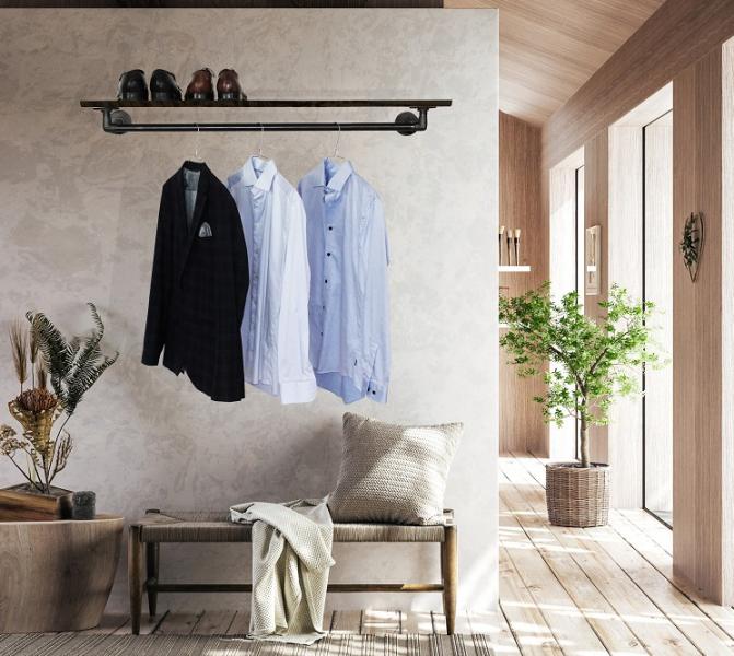 Simple Racks Malmø væghængt bøjlestang - 1 hylde - Sort træ Simple Racks Malmø væghængt bøjlestang - 1 hylde - Sort træ