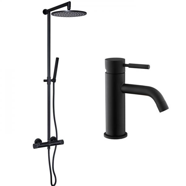 Cass&oslash;e Crystal Cut komplet pakke til badev&aelig;relset - Mat sort