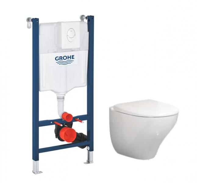 Gustavsberg Nautic Hygienic Flush toiletpakke inkl. s&aelig;de m/softclose, cisterne og hvid betjening