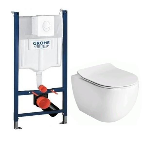 Lavabo Glomp Mat hvid Mini rimless toiletpakke inkl. s&aelig;de m/soft-close, cisterne og hvid betjening