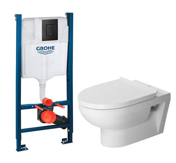 Duravit No. 1 Rimless toiletpakke inkl. s&aelig;de m/softclose, cisterne og mat sort betjening