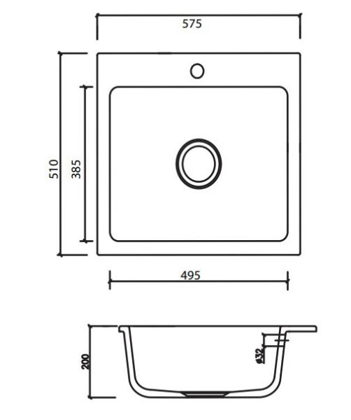 Lavabo Mera 57 porcel&aelig;nsk&oslash;kkenvask m/k&oslash;kkenarmatur i Krom