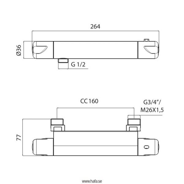Hafa Smartmix blandingsbatteri 160 C/C